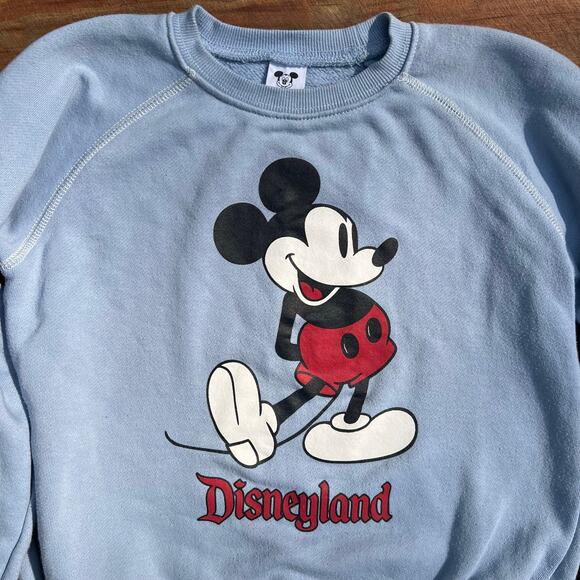 Vintage 90s Disneyland Mickey Mouse Sweatshirt Light Blue Kids M Retro Disney - Picture 5 of 8